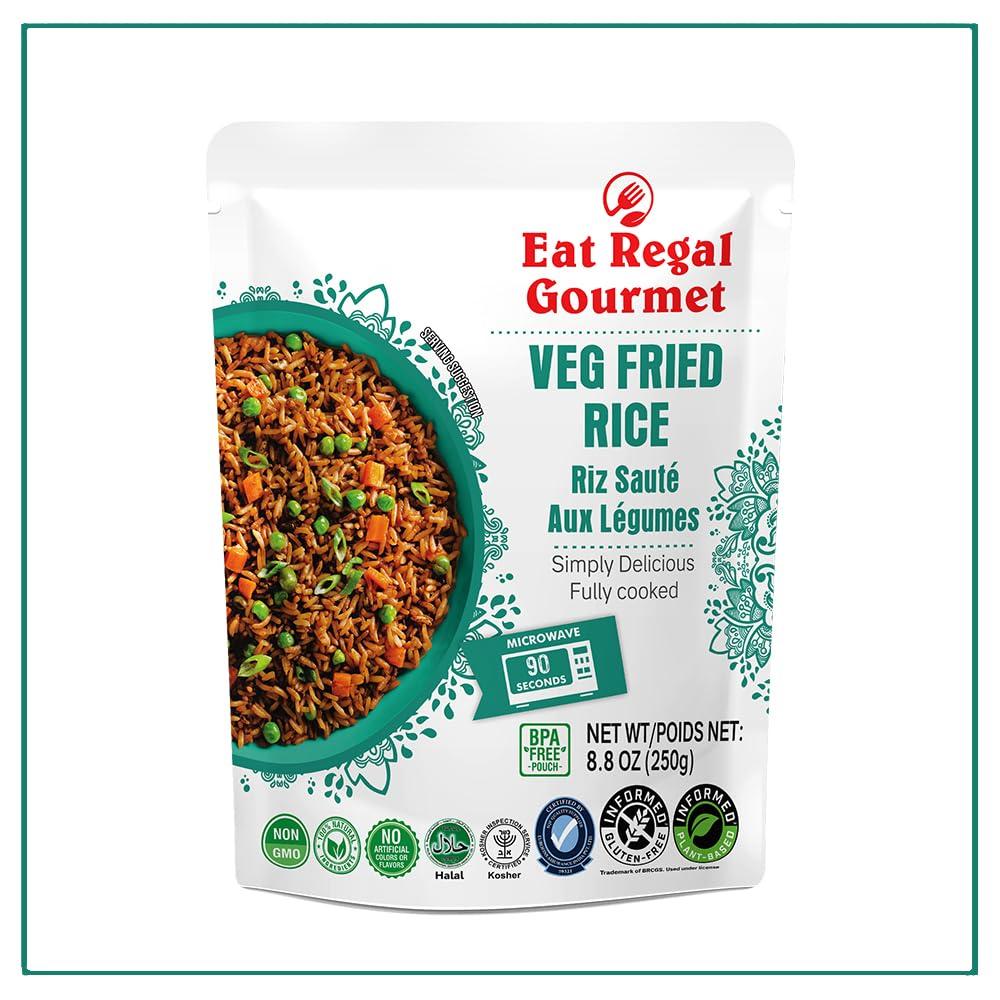 Eat Regal Eat Regal Veg Fried Rice Microwavable Rice Pack of 6, 8.8oz Instant Rice Ready in 90 Seconds - Dinner Sides | Vegetable Rice | Ready to Eat | Prepared Foods | Side Dish | Flavored Rice