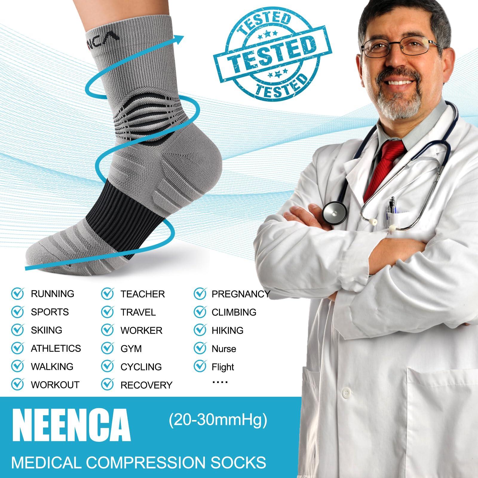 NEENCA NEENCA Medical Compression Socks, Ankle Compression Stockings for Injury Recovery & Pain Relief, Sports Protection. 20-30mmHg