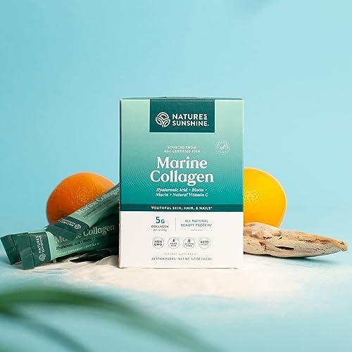 Nature\'s Sunshine Nature\'s Sunshine Marine Collagen - Premium Wild-Caught Alaskan Pollock Collagen Powder - Unflavored to-Go Sticks to Support Radiant Skin and Healthy Joints