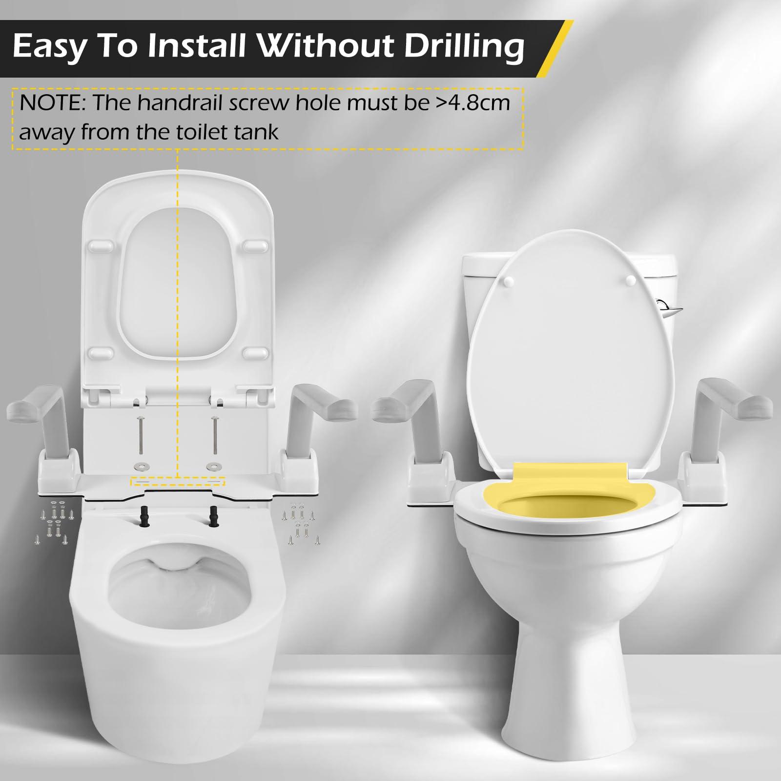 Dyna-Living Dyna-Living Toilet Safety Rails 480lbs Load-Bearing Toilet Safety Frame with Flip Up Non-Slip Aluminum Alloy Armrest Toilet Assist Devices for Seniors Toilet Support Bars for Elderly Toilet Seat Rails