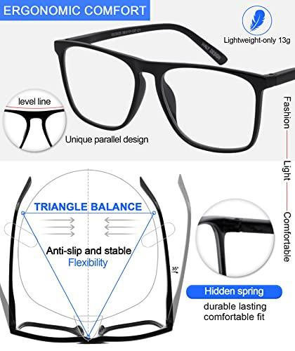 MARE AZZURO Oversized 6.00 Reading Glasses Men Big Square Readers 6.0 for Large Head Black High Magnification Reader Glasses 6.0