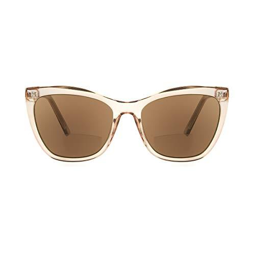 Sofia Vergara x Foster Grant Sofia Vergara x Foster Grant Women's Sofia SunReaders Segment Style Cat-Eye Reading Glasses, Shiny Crystal Blush, 56 mm + 1.25