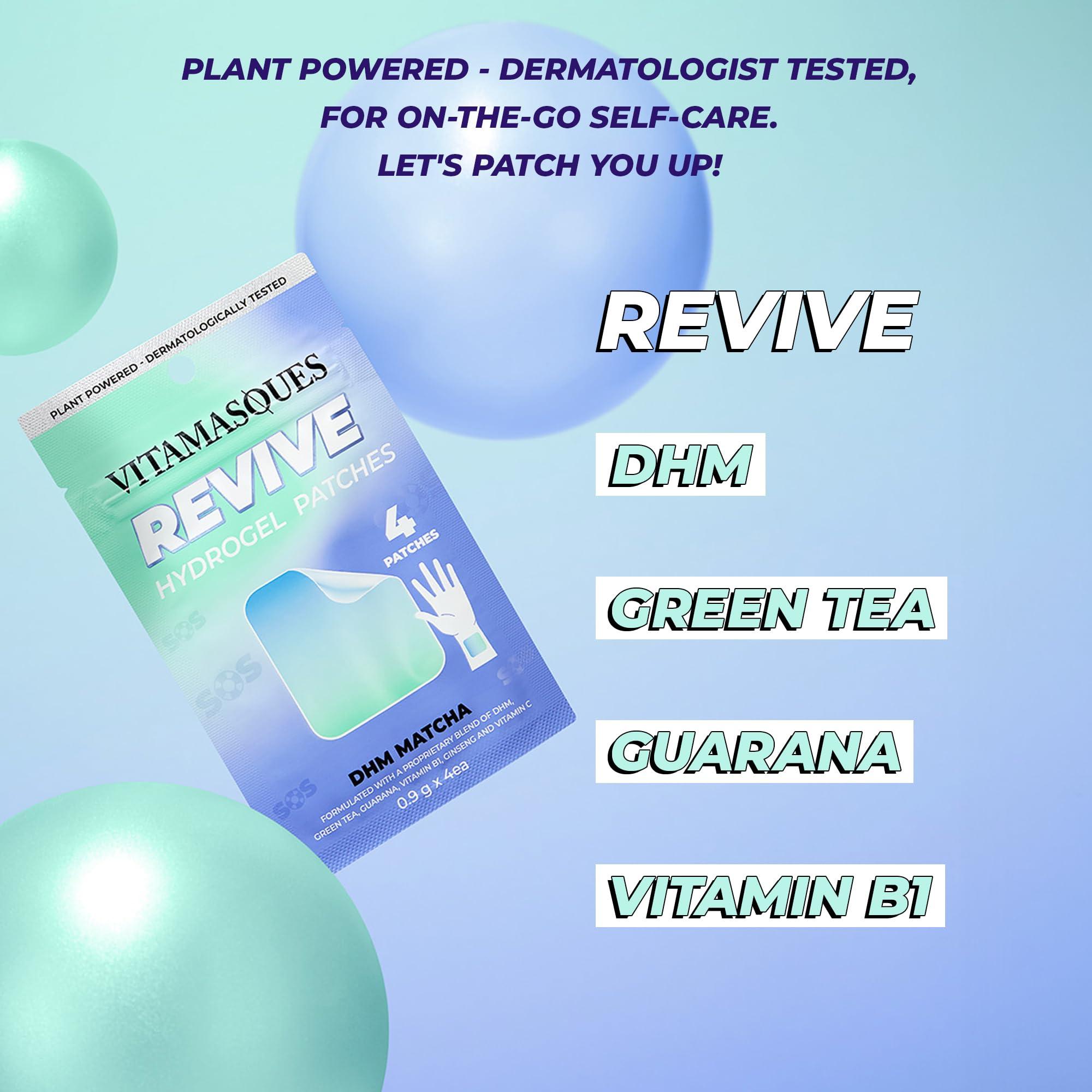 Vitamasques Vitamasques Recovery Patch, Reviveme Wellness Hydrogel Patch (3-Pack) - Revive Vitamin Patches with DHM, Green Tea, Guarana, & Vitamin B1 - Cruelty-Free & Gluten-Free Energy Patches for Adults