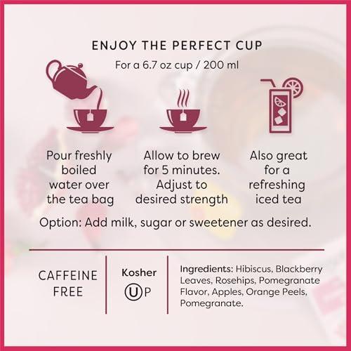 Wissotzky Tea Wissotzky Pomegranate Herbal Tea, 20 Tea Bags | Antioxidant Rich | Caffeine Free Tea (1)