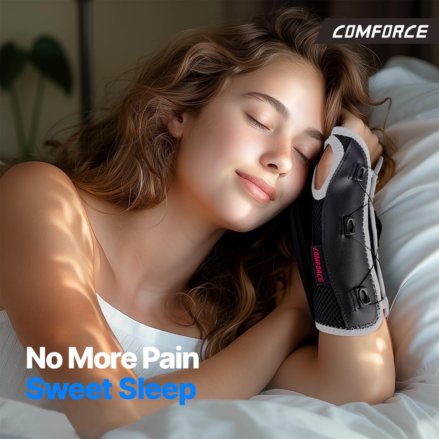 COMFORCE COMFORCE Wrist Brace for Carpal Tunnel, Adjustable Knob Wrist Support Stabilizer Hand Brace Night Support for Arthritis Tendonitis Sprains Wrist Pain, Fits Left & Right Hand Men and Women (5.5-9.5 inches)