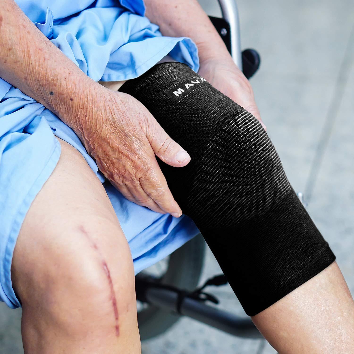 Mava Sports MAVA Knee Support for Women and Men: Reflexology Knee Brace, Joint Comfort, Swelling & Comfort. Non-Slip Design and Enhanced Circulation (Black, Small)