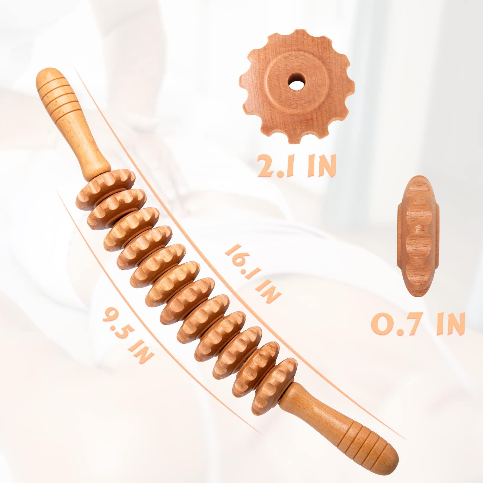 DAOZWUBGIH DAOZWUBGIH Curved Wood Therapy Massage Roller Tools,Lymphatic Drainage, Cellulite Massage & Wooden Muscle Roller Stick for Waist and Thigh, Stomach Rolling Massager Tool with White Box