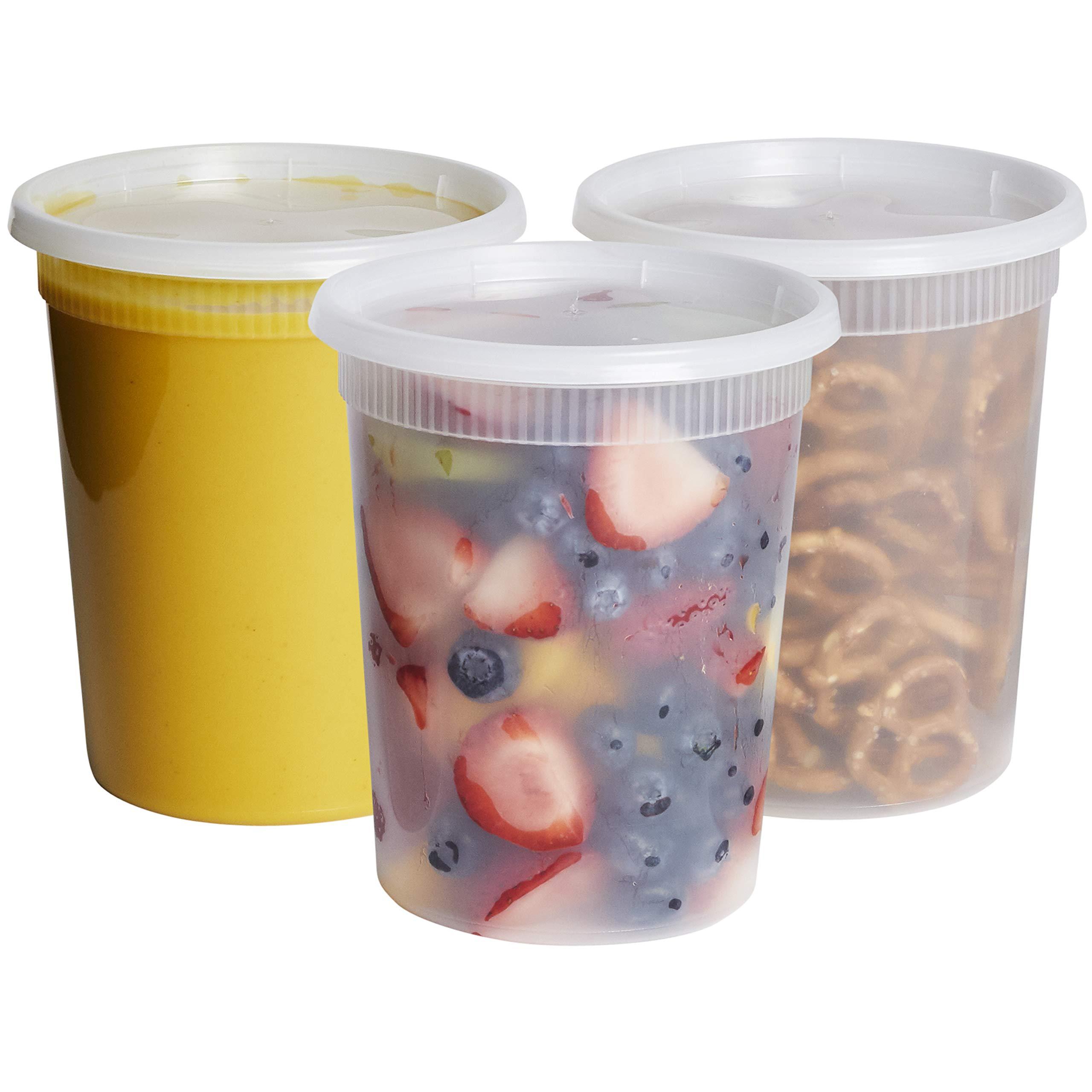 Comfy Package GUSTO [32 oz. - 24 Count Plastic Deli Containers with Lids - Disposable Food Storage Containers With Airtight Lids, Ideal for Soups, Stews, and Meal Prep
