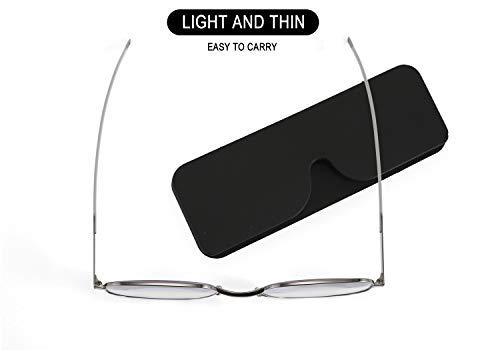FEISEDY FEISEDY Reading Glasses Blue Light Blocking Thin Compact Case B2659 Grey 2.00x