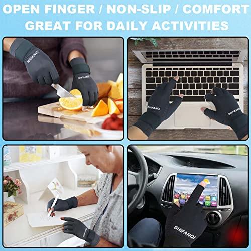 SHIFANQI 2 Pairs Copper Arthritis Compression Gloves Women Men for Carpal Tunnel, RSI, Joint Pain, Swelling, Tendonitis Relief, Fingerless Arthritis Gloves for Computer Typing, Work, Sleeping (SMALL/MEDIUM)