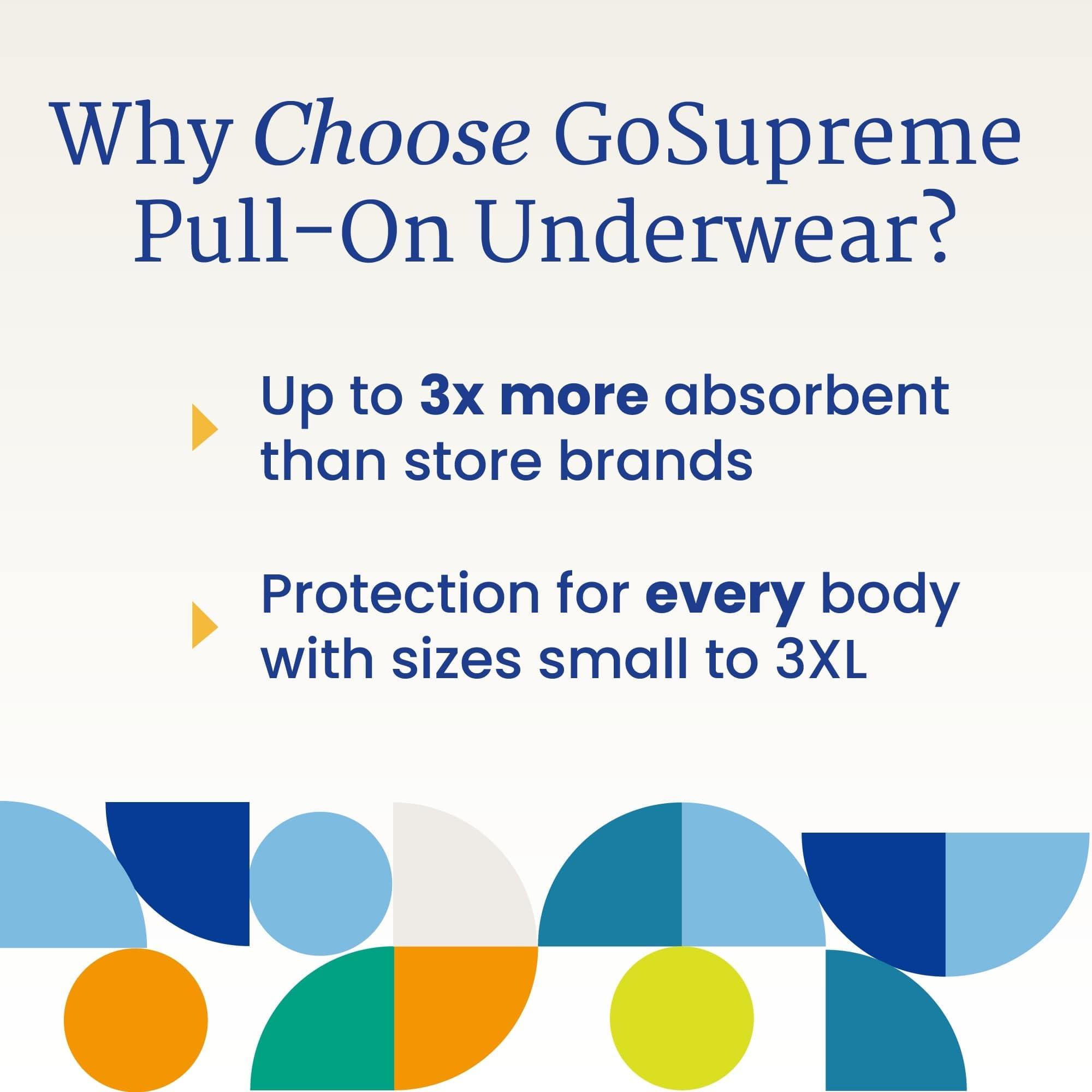 NorthShore NorthShore GoSupreme Overnight Incontinence Underwear, 8-Hour Pullup Style, Large, 4 Count Trial, Pink, 36-48 inches, Unisex Adult Diapers