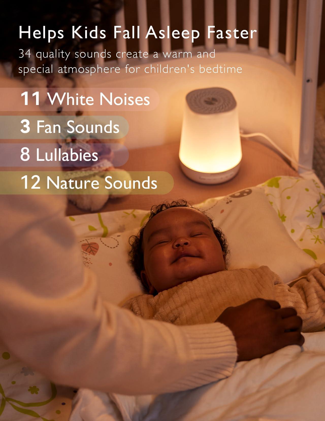 Momcozy Baby Sound Machine, Momcozy White Noise Machine for Baby Sleeping with Night Light, Toddler Sleep Trainer 34 Soothing Sleep Sounds, Timer, App Remote Control, Personal Sleep Routine Alarm Clock(Blue)