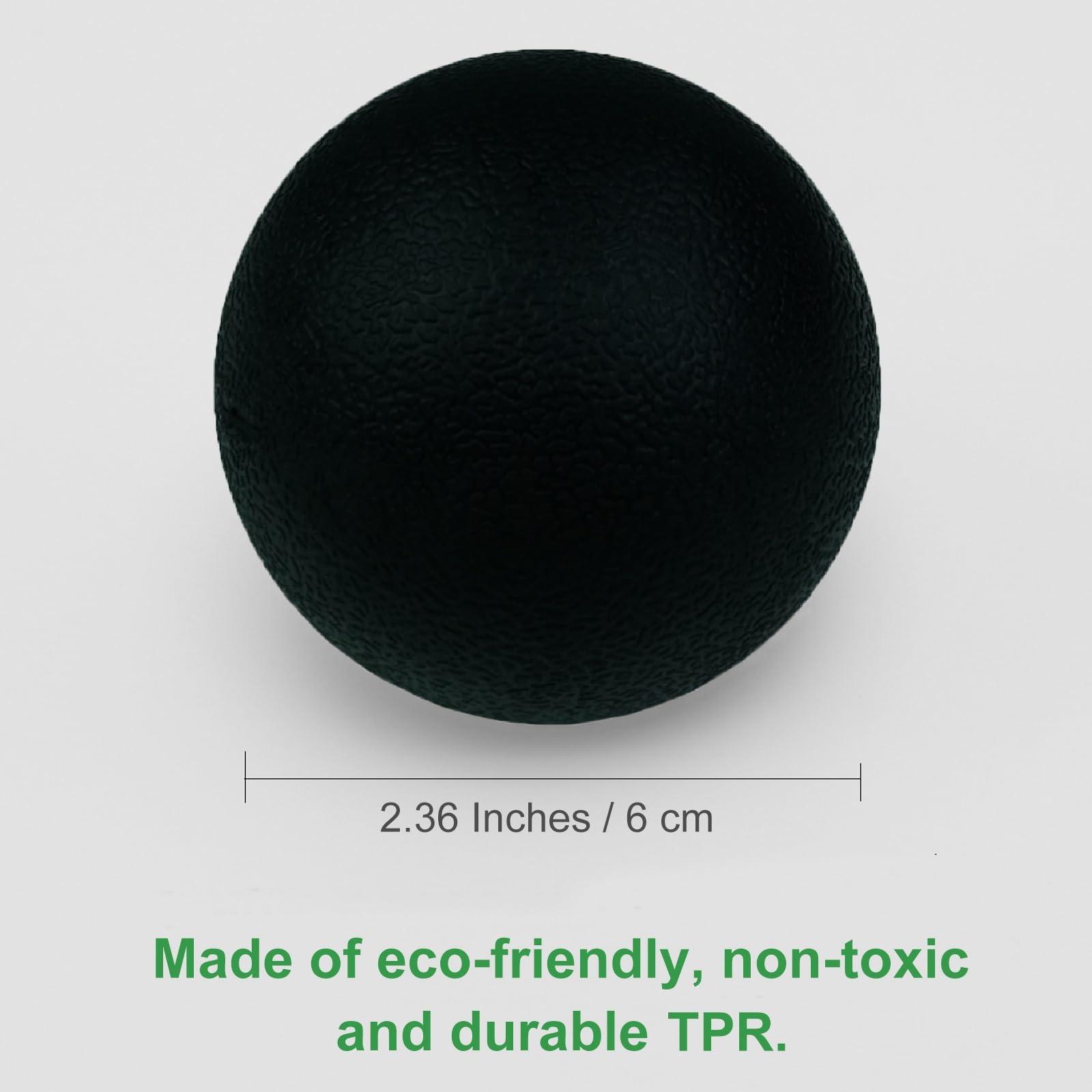 SIMPLECOOL Hard Lacrosse Ball Massage Ball Therapy. Firm Trigger Point Massager Tool for Deep Tissue Yoga Physiotherapy Myofascial Release Muscle Relax Plantar Fasciitis Pain Relief (2 Pack) (Black)