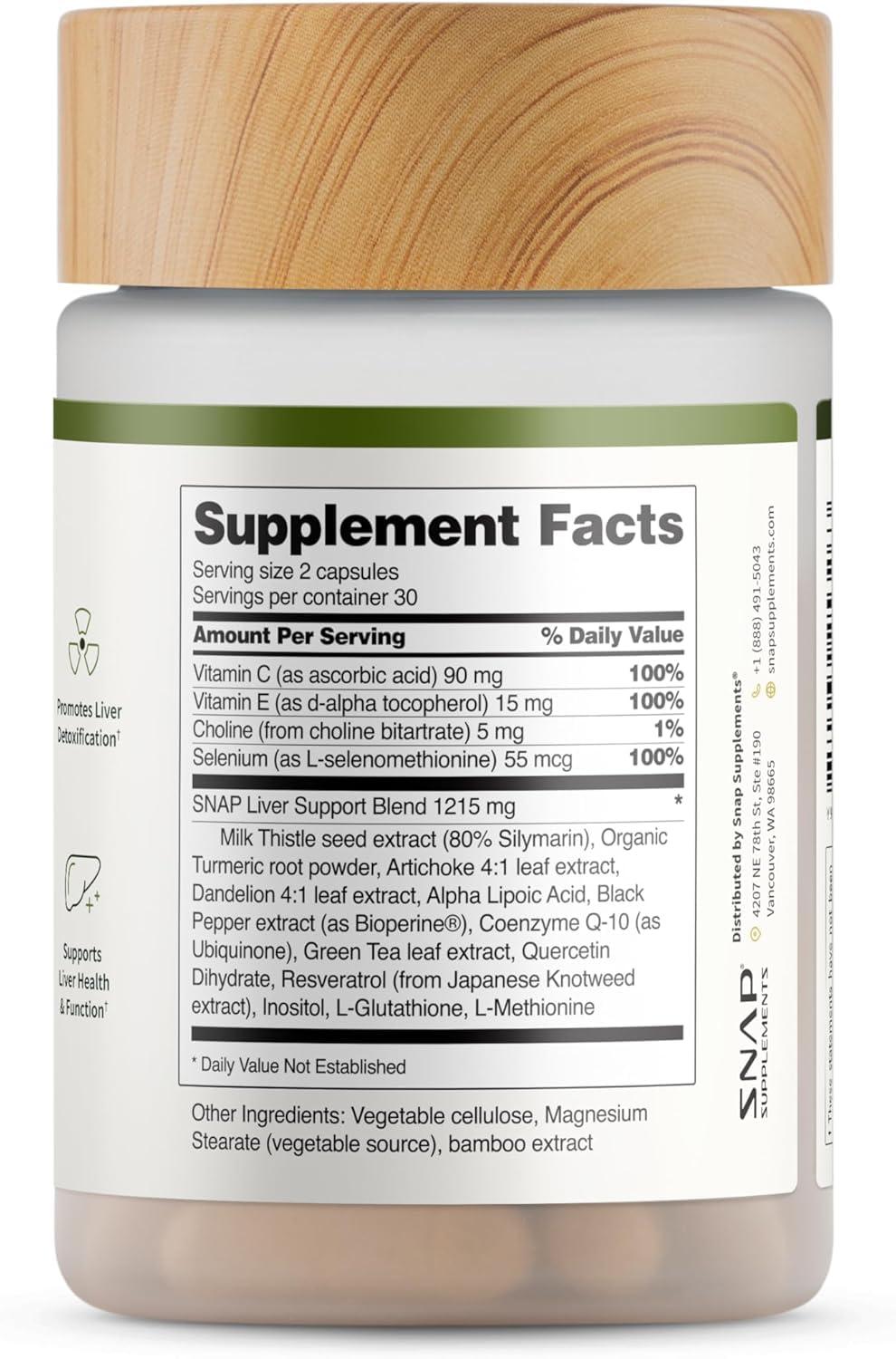 Snap Supplements Snap Supplements Liver Health Support Supplement, Natural Liver Cleanse Detox and Repair, 60 Count (Pack of 2)