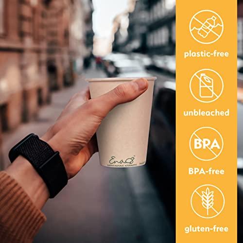 Earth's Natural Alternative 100% Compostable Disposable Coffee Cups [12oz 320 Pack] Paper Cups Made from Bamboo, Eco-Friendly, Biodegradable Premium Party Cups, Natural Unbleached by Earth's Natural Alternative