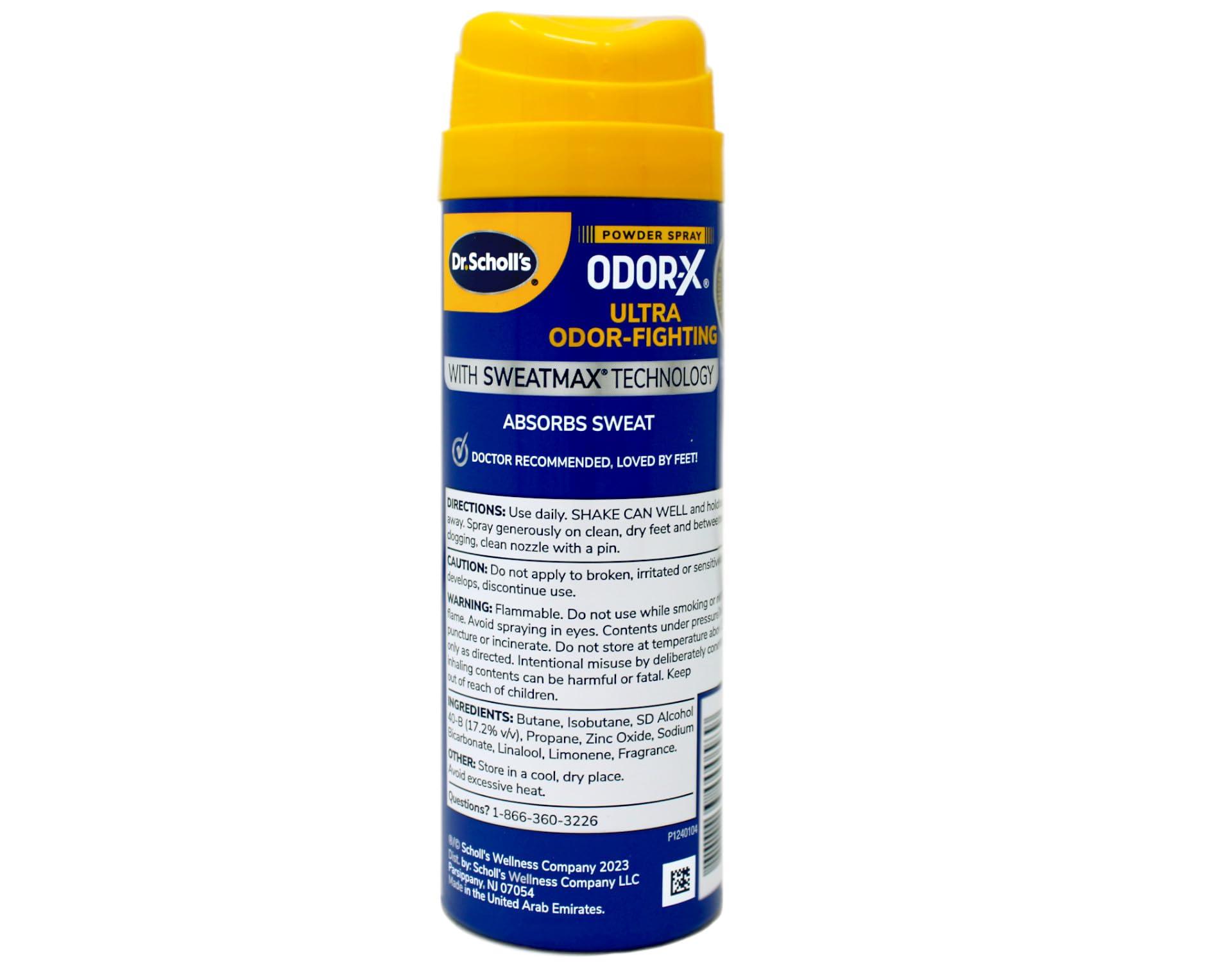Dr. Scholl\'s Dr. Scholl\'s ODOR-X ULTRA ODOR-FIGHTING SPRAY POWDER, 4.7 oz // Destroys Odors Instantly - All-Day Odor Protection - Freshens Feet & Shoes (Pack of 2)