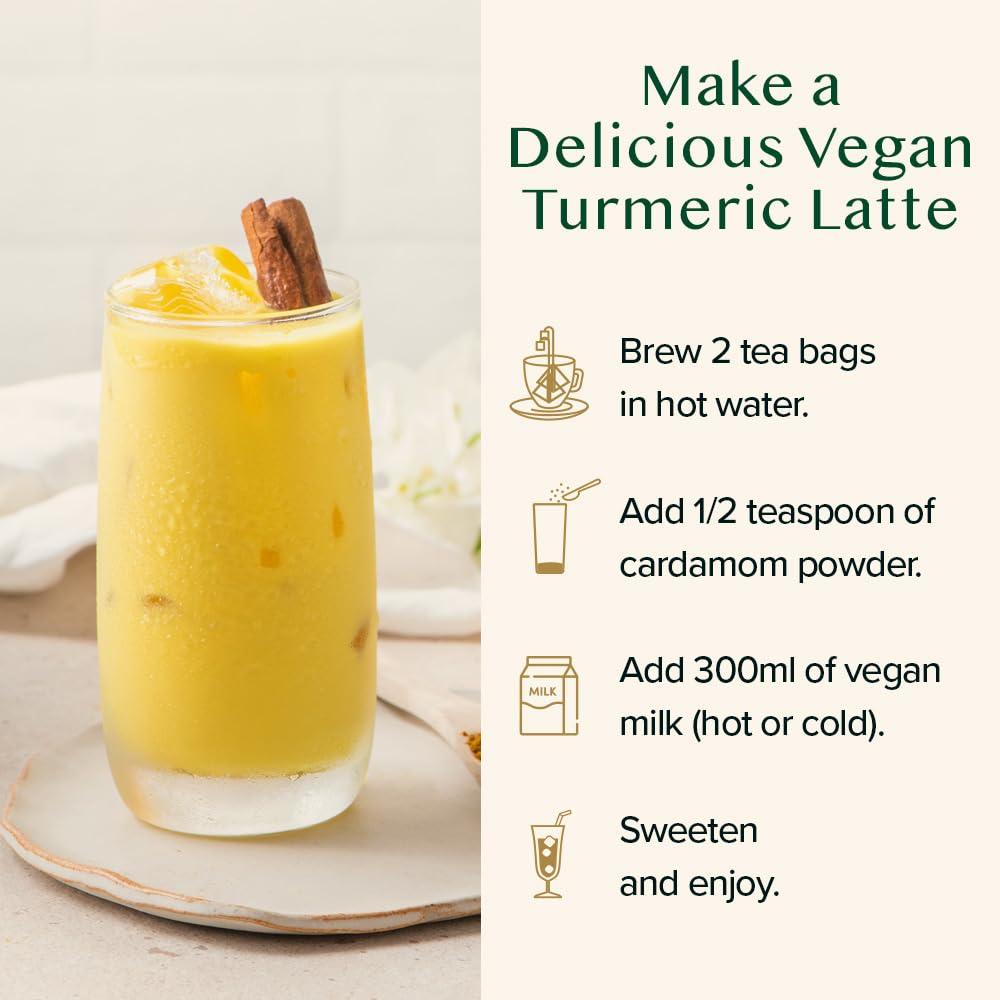 VAHDAM VAHDAM, Turmeric Ginger Herbal Tea Bags (100 Pyramid Tea Bags) Caffeine Free, Non GMO, Gluten Free | 100% Pure Herbal Blend - Savory & Spicy | Plant-Based Tea Bags | Resealable Ziplock Pouch