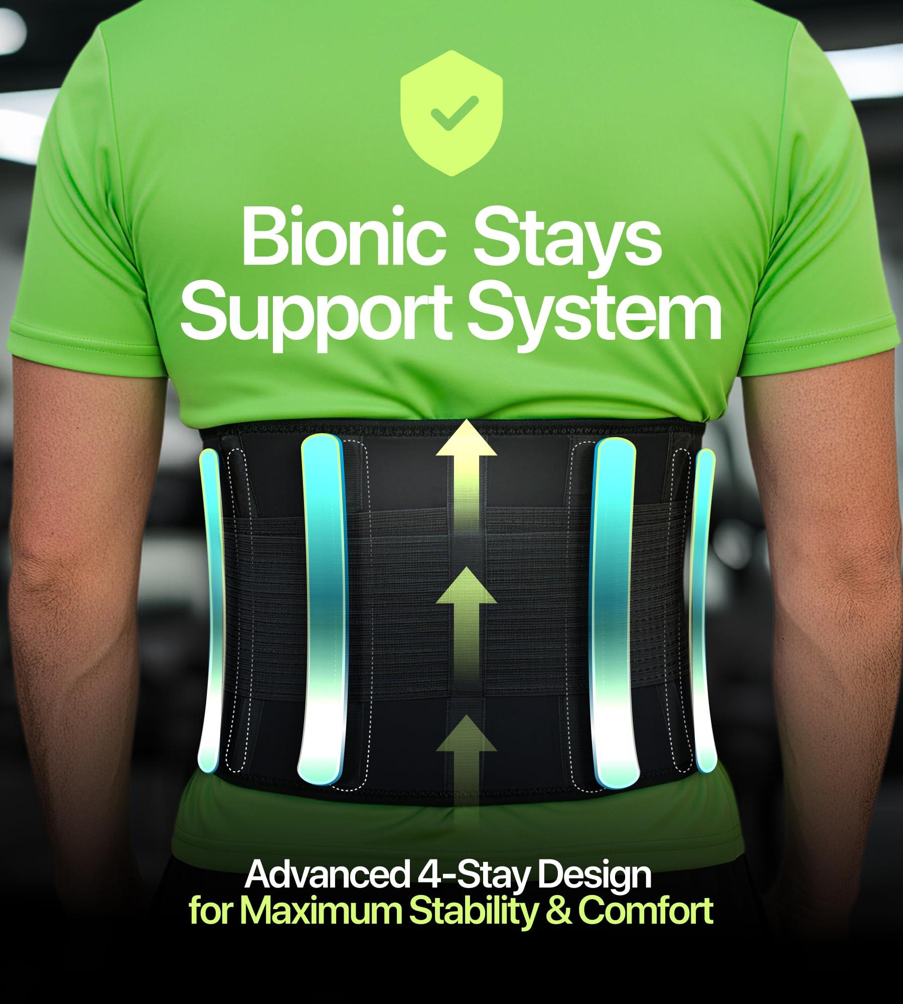 NeoHealth Plus Size Back Brace for Lower Back Pain |4XL| Lumbar Support for Pain Relief and Injury Prevention | Under Clothes Belt | Back Support Belt for Women & Men | Big and Tall | Obese Oversized Overweight