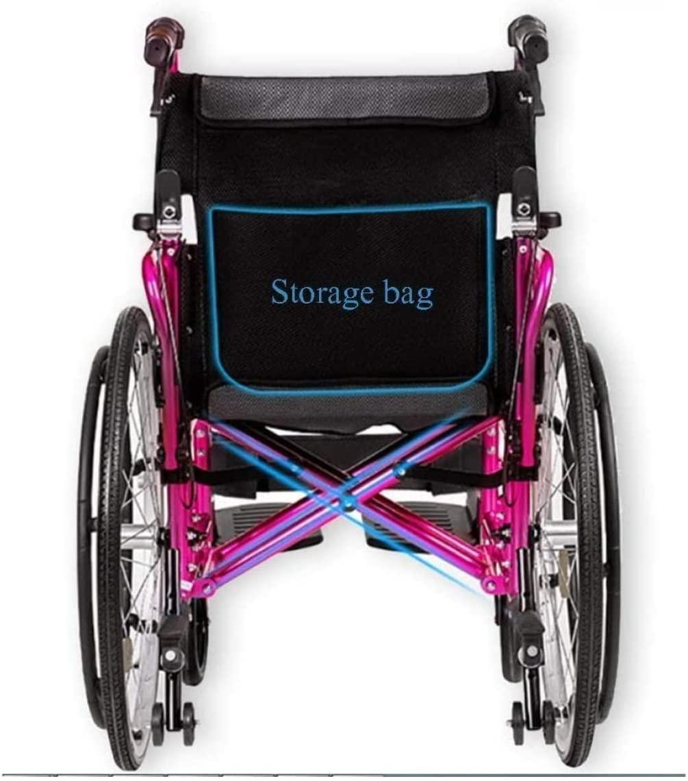 YUSIWOAL Lightweight Wheelchair Elderly Wheelchair Folding Lightweight Manual Self Propelled Wheelchair Portable Medical Magnesium Alloy Sport Wheelchair for Seniors and Adults Mobility Aids