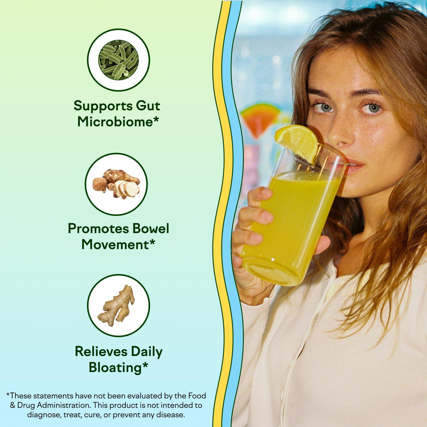 Feel Goods Feel Goods Gut Guardian, Prebiotic & Probiotic Powder, Sugar Free, Organic Fiber, Organic Herbs for Bloat, Gut Health Support, Digestive Health for Men & Women, Non GMO, Vegan | Lemon Ginger, 15 Count