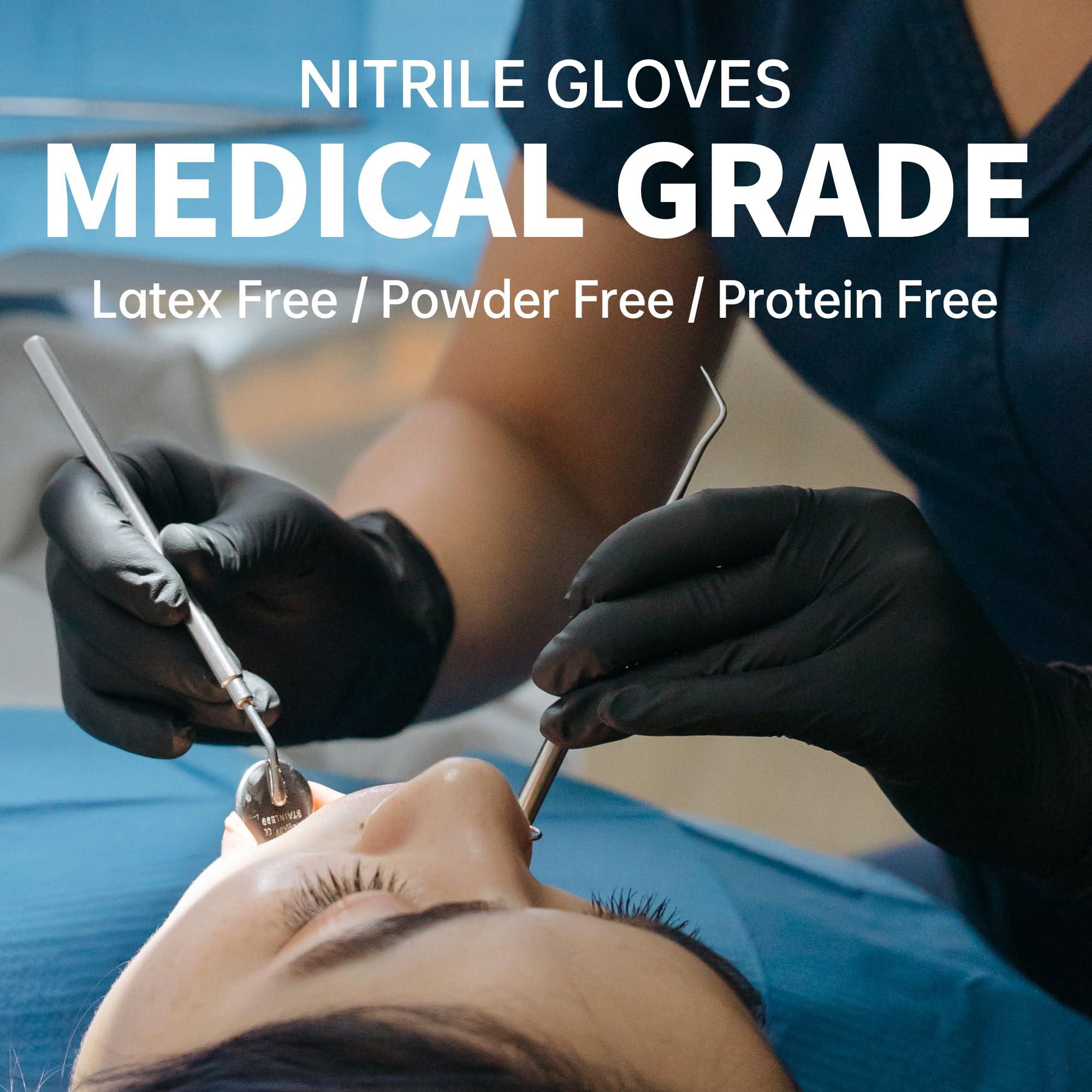 Supmedic Supmedic Basic Medical Nitrile Exam Gloves, Powder-Free Latex-Free Food Safe Cleaning Disposable Glove, Black Large 1000 Pcs