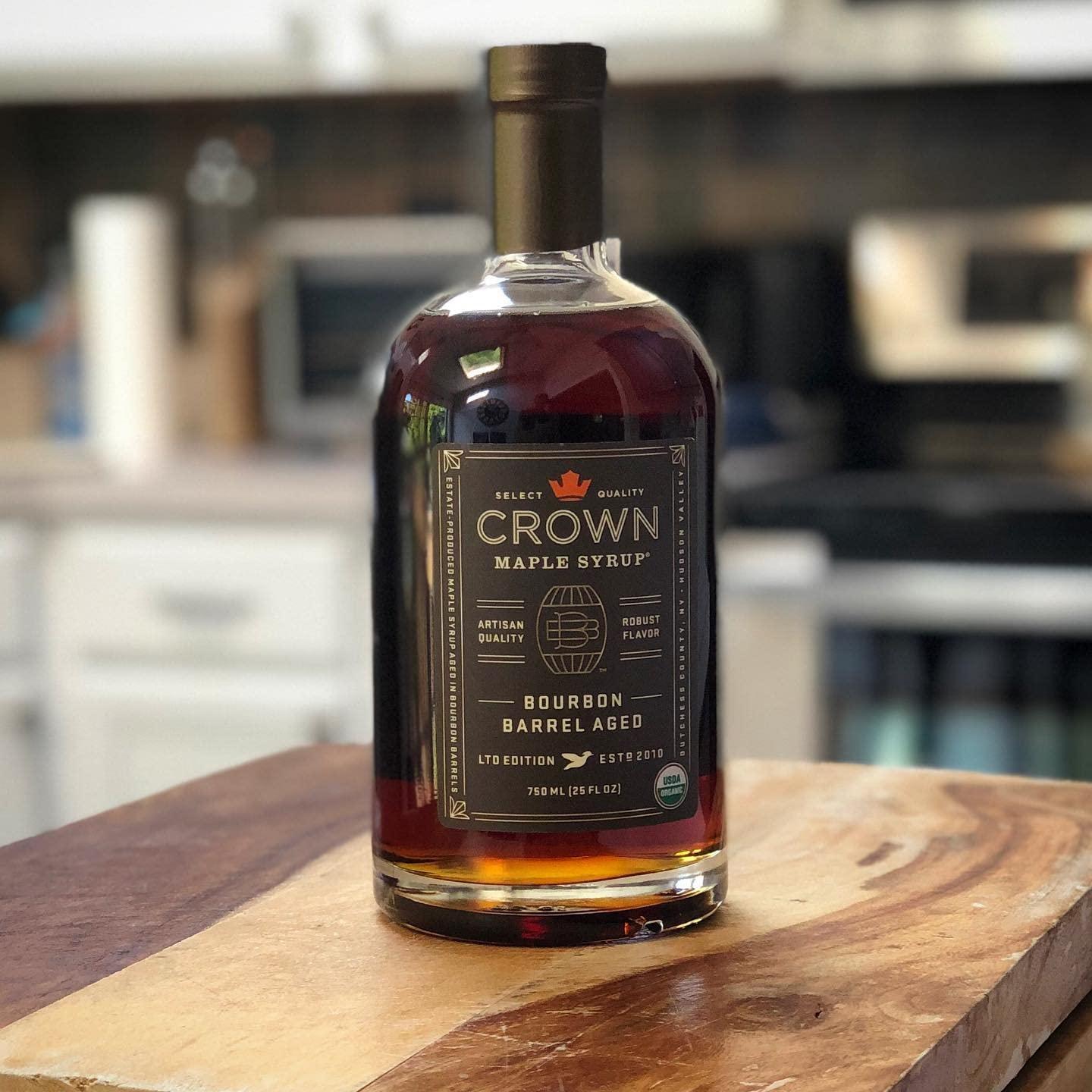 Crown Maple Crown Maple Bourbon Barrel Aged Organic Maple Syrup, Pancakes, Flavor Cocktails, Marinades and Sauces, 12.7 Fl Oz (Pack of 6)