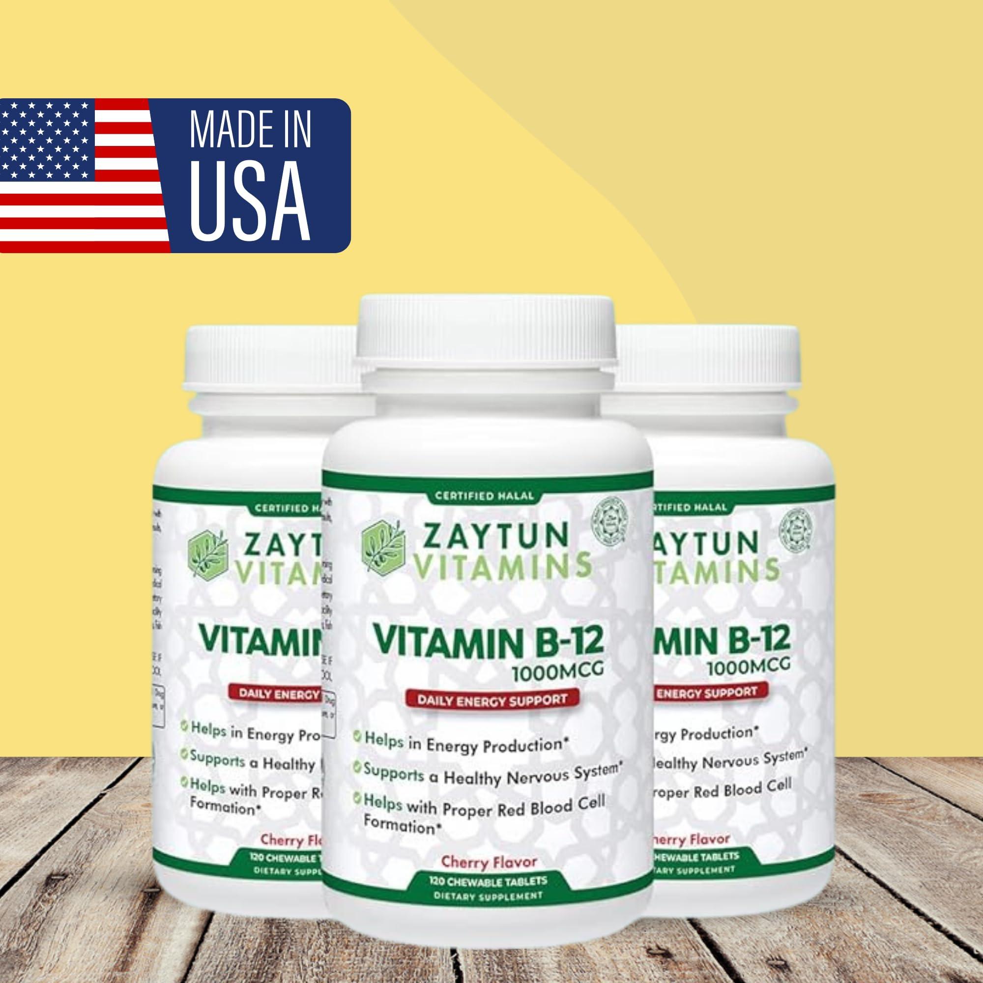 Zaytun Vitamins Zaytun Halal Vitamin B12 1000mcg, Promotes Energy Production, Metabolism and Healthy Nervous System - Vegetarians and Vegans Formula - Dairy-Free - 4 Months Supply - Made in USA