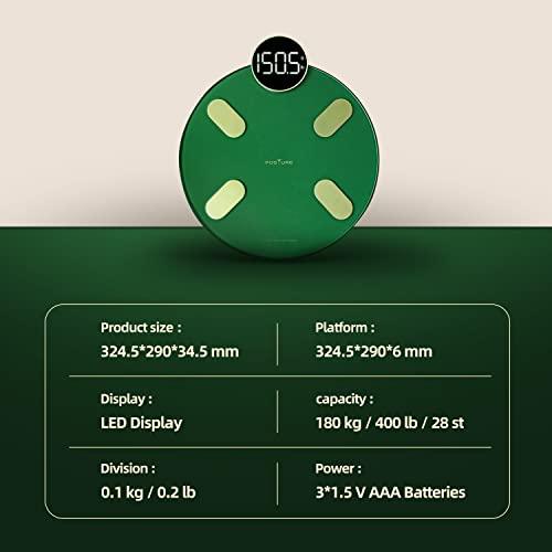 Posture Scale for Body Weight, Posture Digital Bathroom Scale Large LED Display Weight Scale, High Accurate Body Composition Analyzer with BMI with Free Smartphone APP, 400Lb,Green