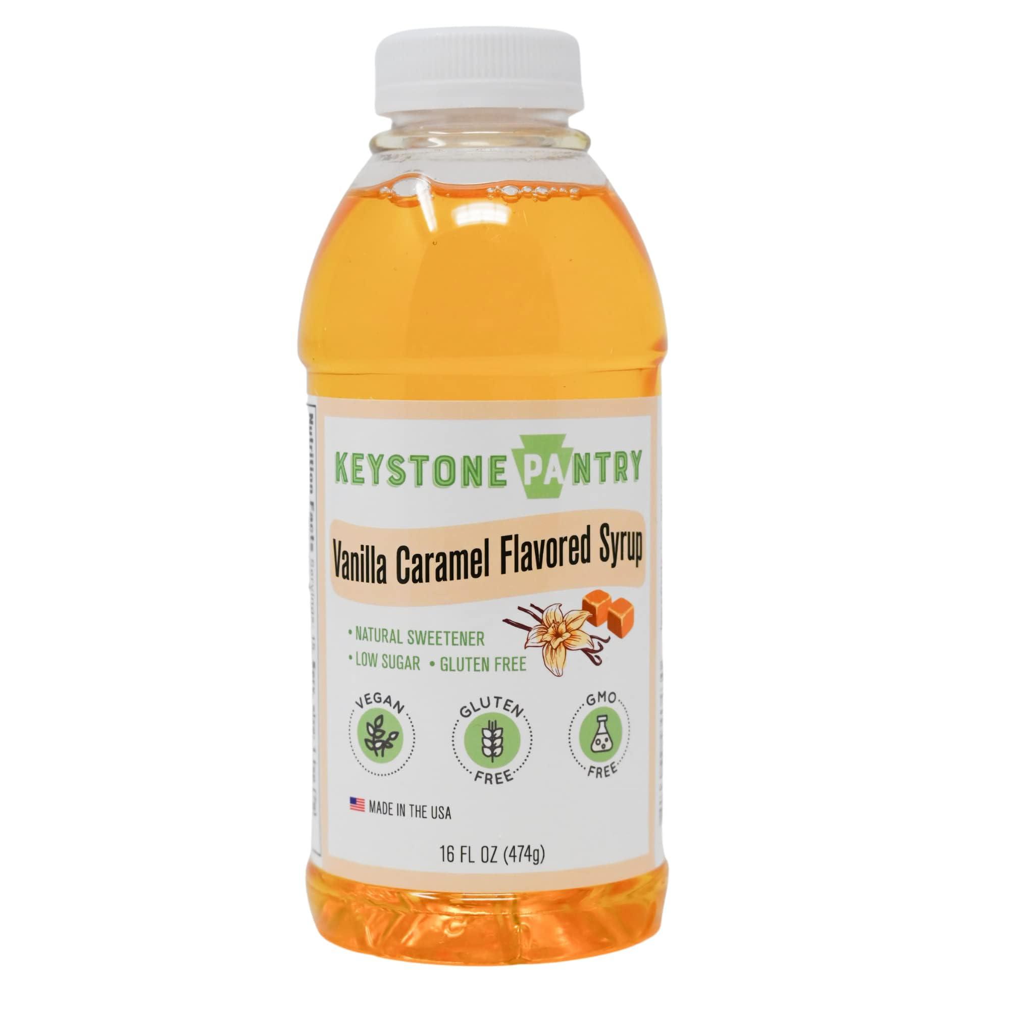 Keystone Pantry Keystone Pantry Vanilla Caramel Flavored Syrup 1 pint bottle Natural Sweetener Low Sugar Gluten Free Vegan GMO Free Kosher-parve