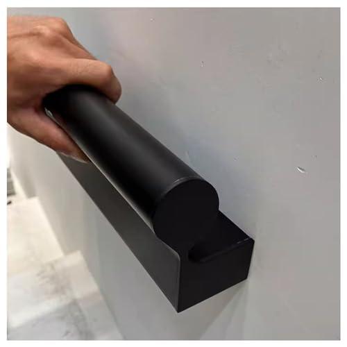 Sxlawesom LED Handrail Kit with Staircase Light, Handrail Wall Mounted Hand Railings, Aluminum, with 2 Flush Endcaps (Color : Black, Size : 47.3\"/1.2m)