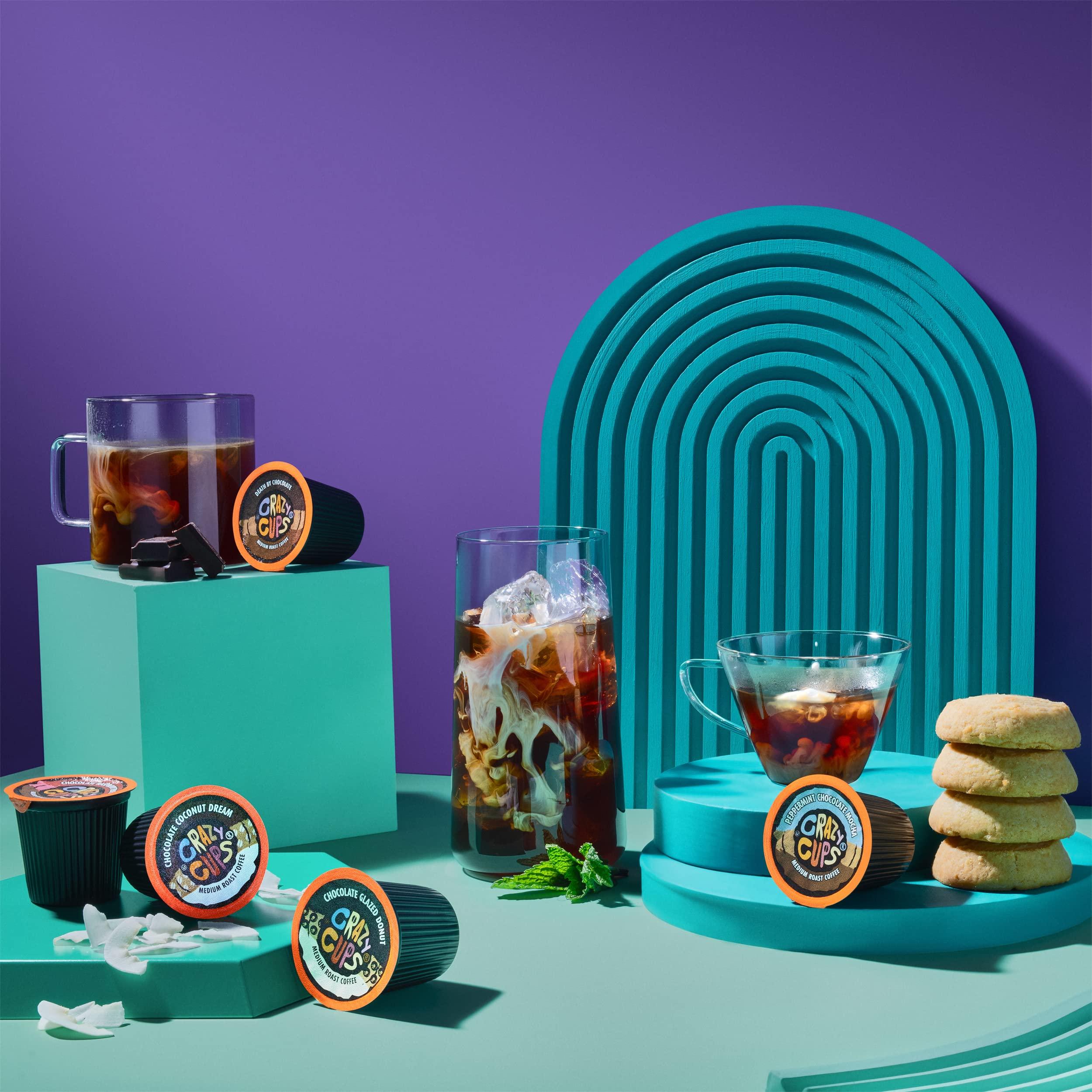 Crazy Cups Crazy Cups Chocolate Peanut Butter Hot or Iced Coffee Cup, Single Serve for Keurig K-Cups Machines, Medium Roast in Recyclable Pods, (88 Count, Pack of 4)