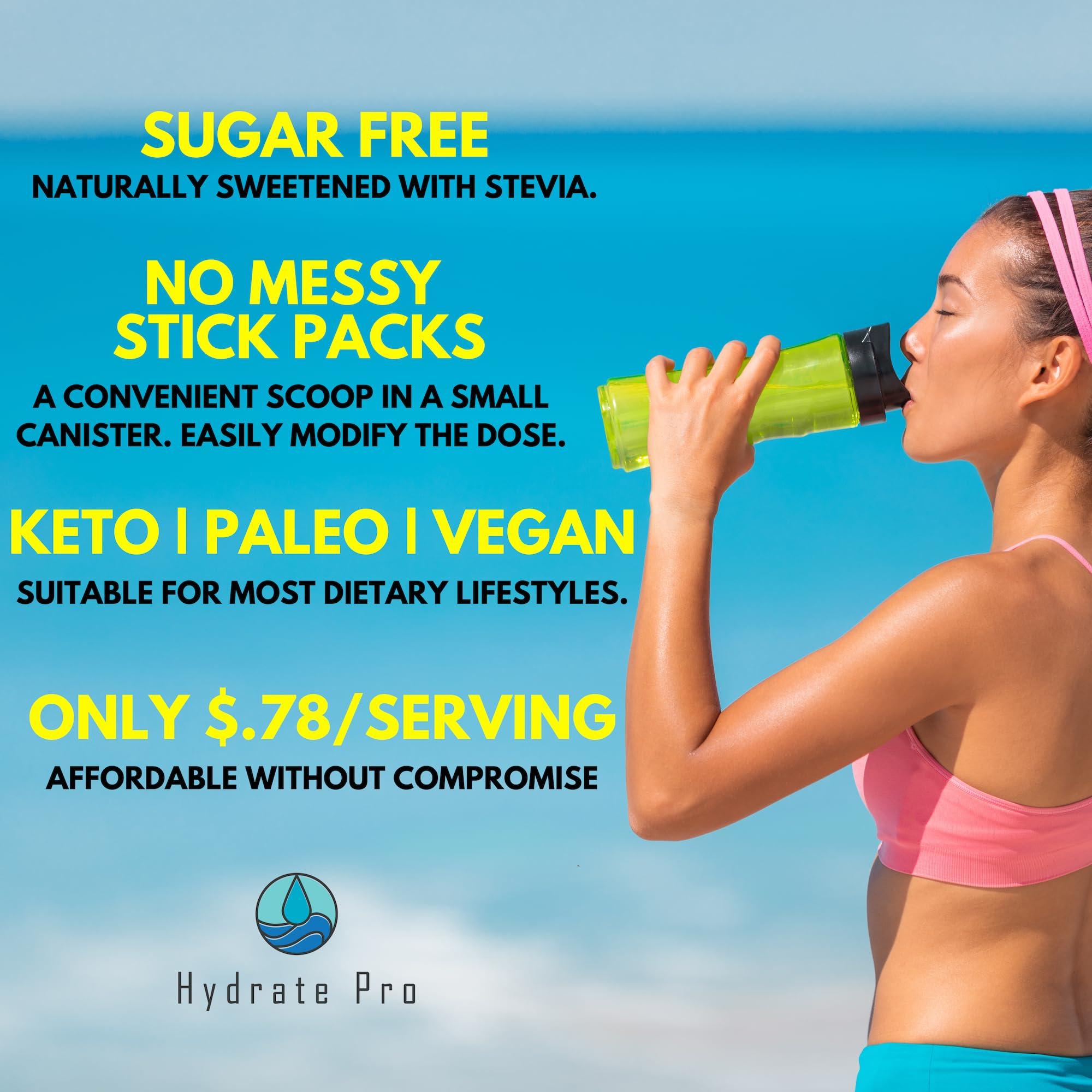 Hydrate Pro Hydrate Pro Sugar-Free Electrolyte Powder | 1000mg High-Sodium Electrolyte Complex | POTS Support & Keto Flu Prevention | 45 Servings Natural Hydration | Freedom Pop