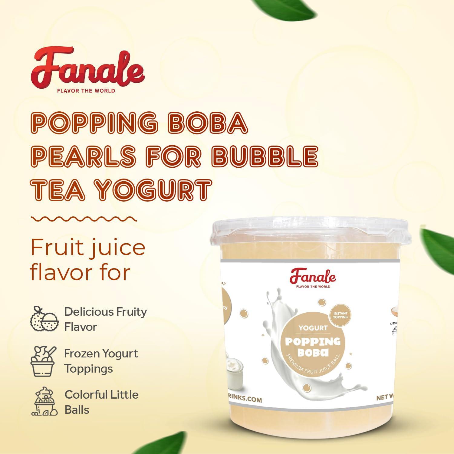 Fanale Fanale Yogurt Popping Boba Pearls, Vegan, Non GMO, Gluten Free, Fat Free, Perfect for Bubble Tea, Smoothies, Ice Cream, Desserts, and Beverages.