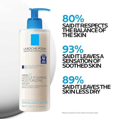 La Roche-Posay La Roche-Posay Lipikar AP+ Gentle Foaming Moisturizing Wash, Shea Butter + Niacinamide + Glycerin, Moisturizing Body Wash For Dry Skin, National Eczema Association Accepted, Soap Free