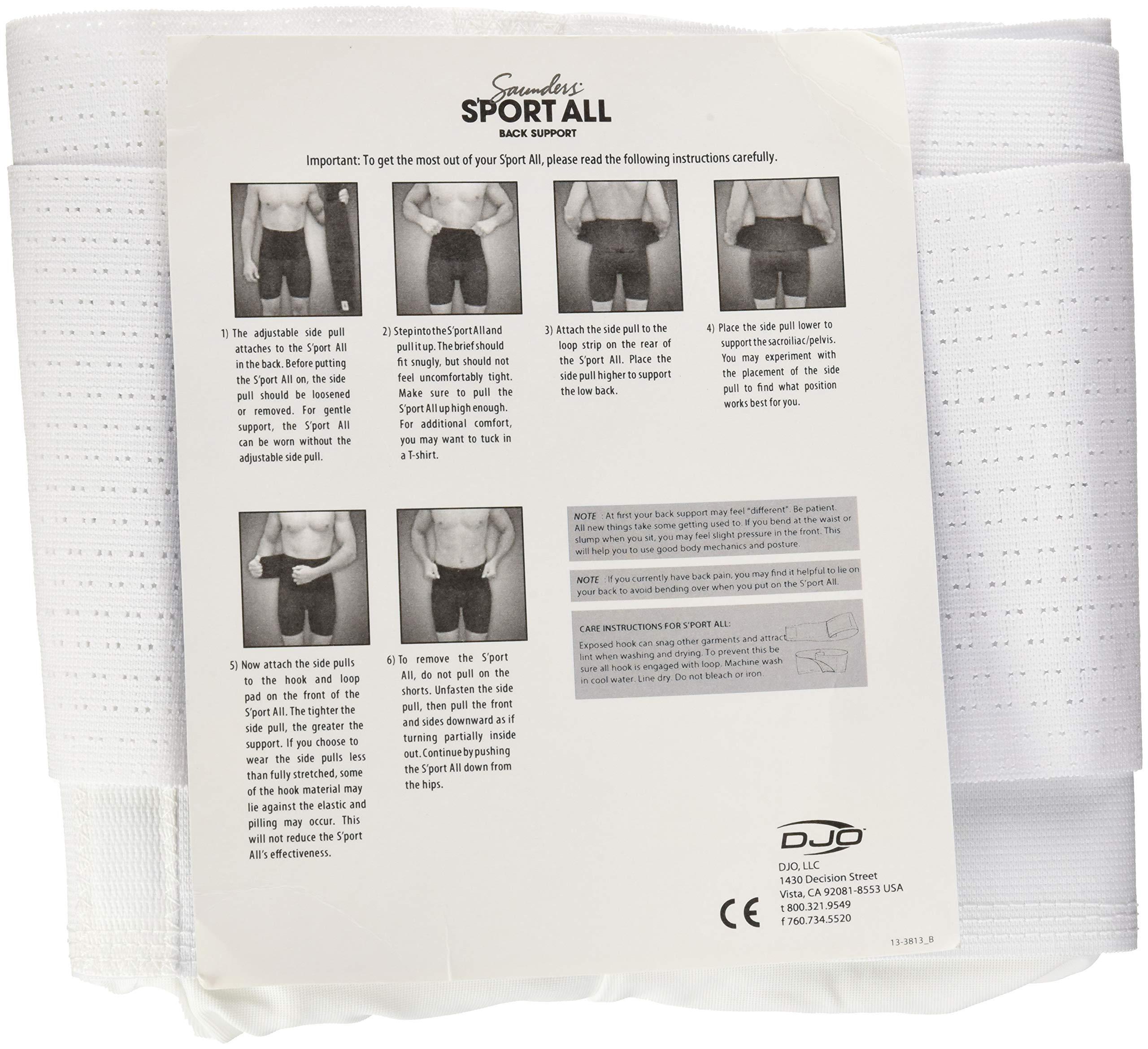 Saunders Saunders S'port All Back Support with White Compression Shorts: Men's, Small (Waist: 28" - 30")