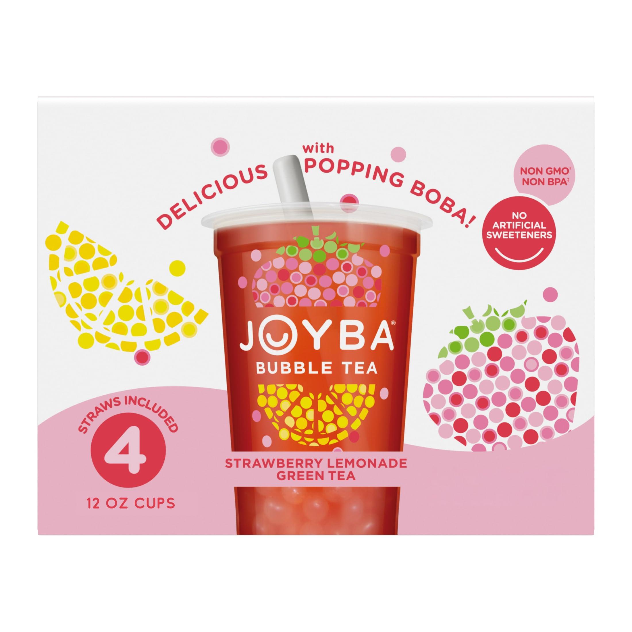 JOYBA Joyba Bubble Tea Strawberry Lemonade Green Tea, 4 Pack, 12 fl. oz. Cups