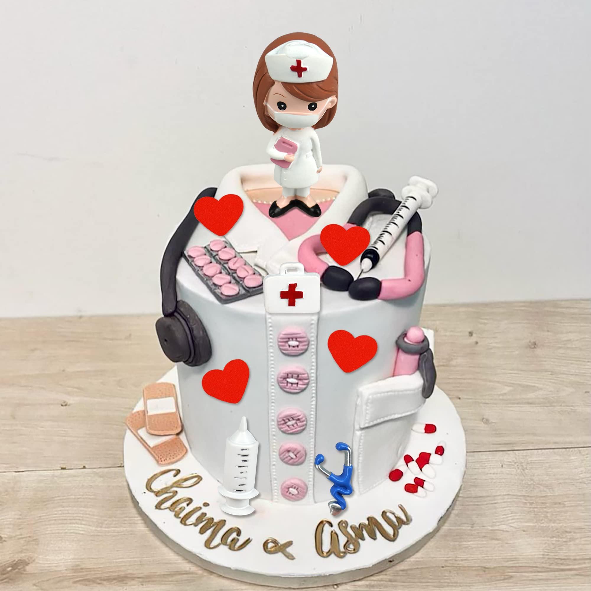 BANBALLON 19PCS Nurse Cake Toppers Nursing Cupcake Toppers Medicine Stethoscope Medical Instruments Decorations for Medical Rn Doctor Nurse Themed Party Supplies Nursing Graduation Cupcake Decorations