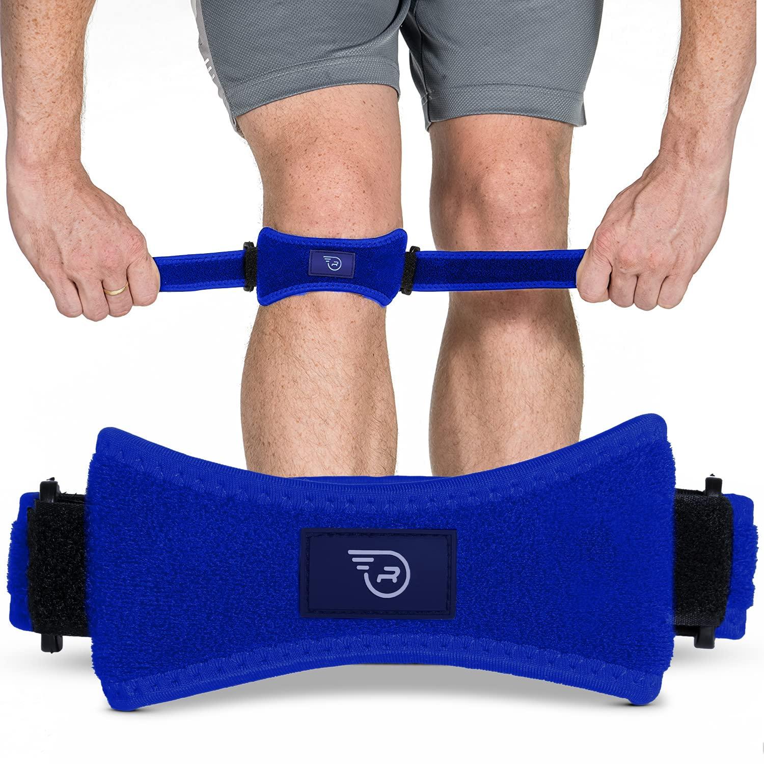 Run Forever Run Forever Sports Patella Strap Knee Brace Support for Arthritis, ACL, Running, Basketball, Meniscus Tear, Sports, Athletic. Best Knee Brace for Hiking, Soccer, Volleyball & Squats (Pack Of 1, Blue)