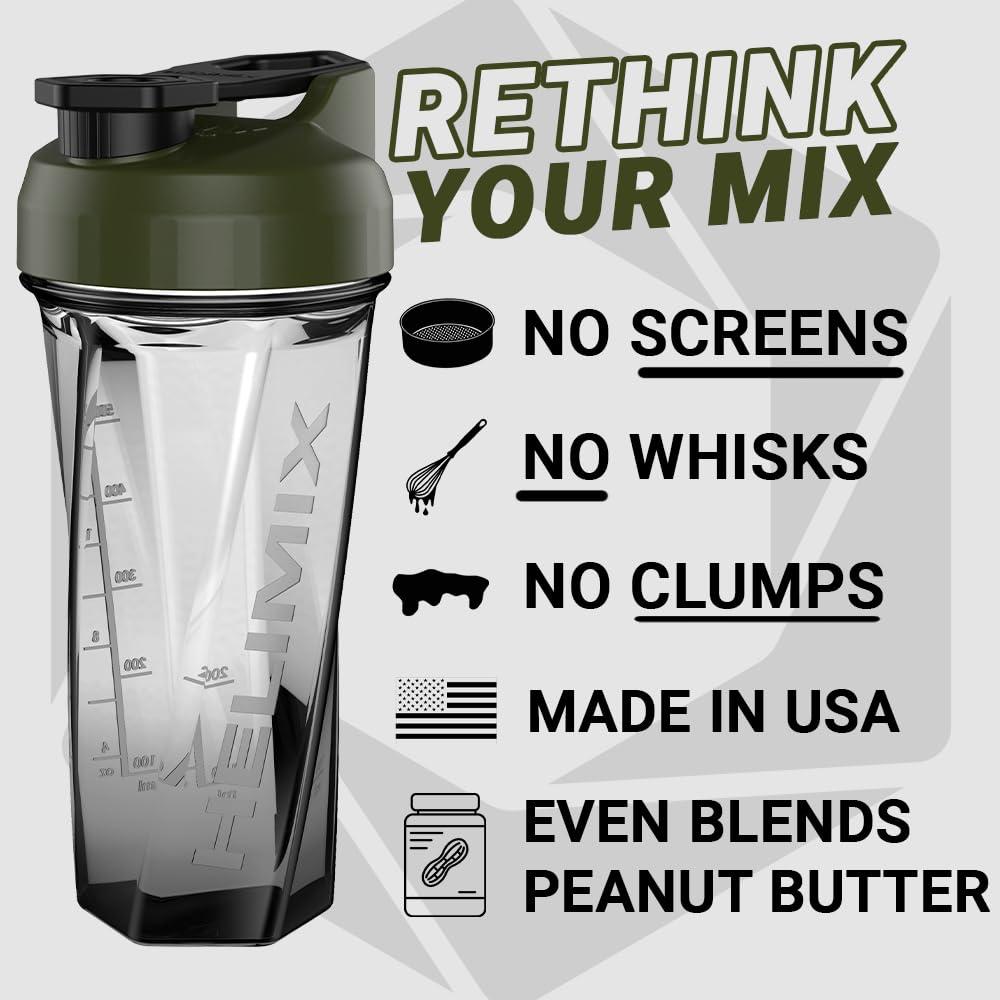 HELIMIX HELIMIX 2.0 Vortex Blender Shaker Bottle Holds upto 28oz | No Blending Ball or Whisk | USA Made | Portable Pre Workout Whey Protein Drink Shaker Cup | Mixes Cocktails Smoothies Shakes | Top Rack Safe