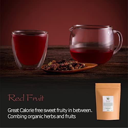 Valley of Tea Red Berry Organic Fruit Tea - Fruit Tea Tisane - Fruity Herbal Infusion - Red Berries Tea Red Berry Tea Red Fruits Tea 200g