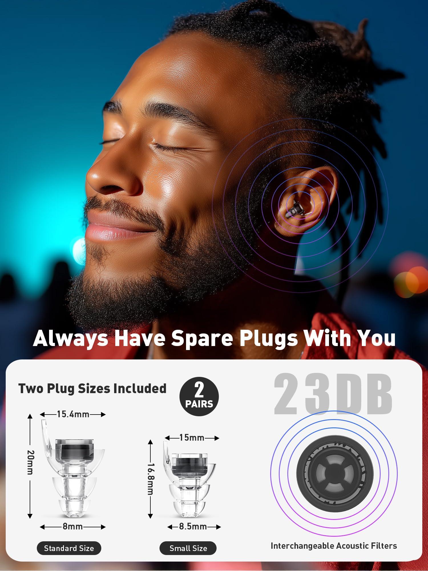 Hearprotek Hearprotek Concert Ear Plugs, 2Pairs Reusable high Fidelity Musician Ear Plugs for Concerts Loud Music-Noise Reduction Ear Protection earplugs for Rave,Festival,Music,Tinnitus Relief