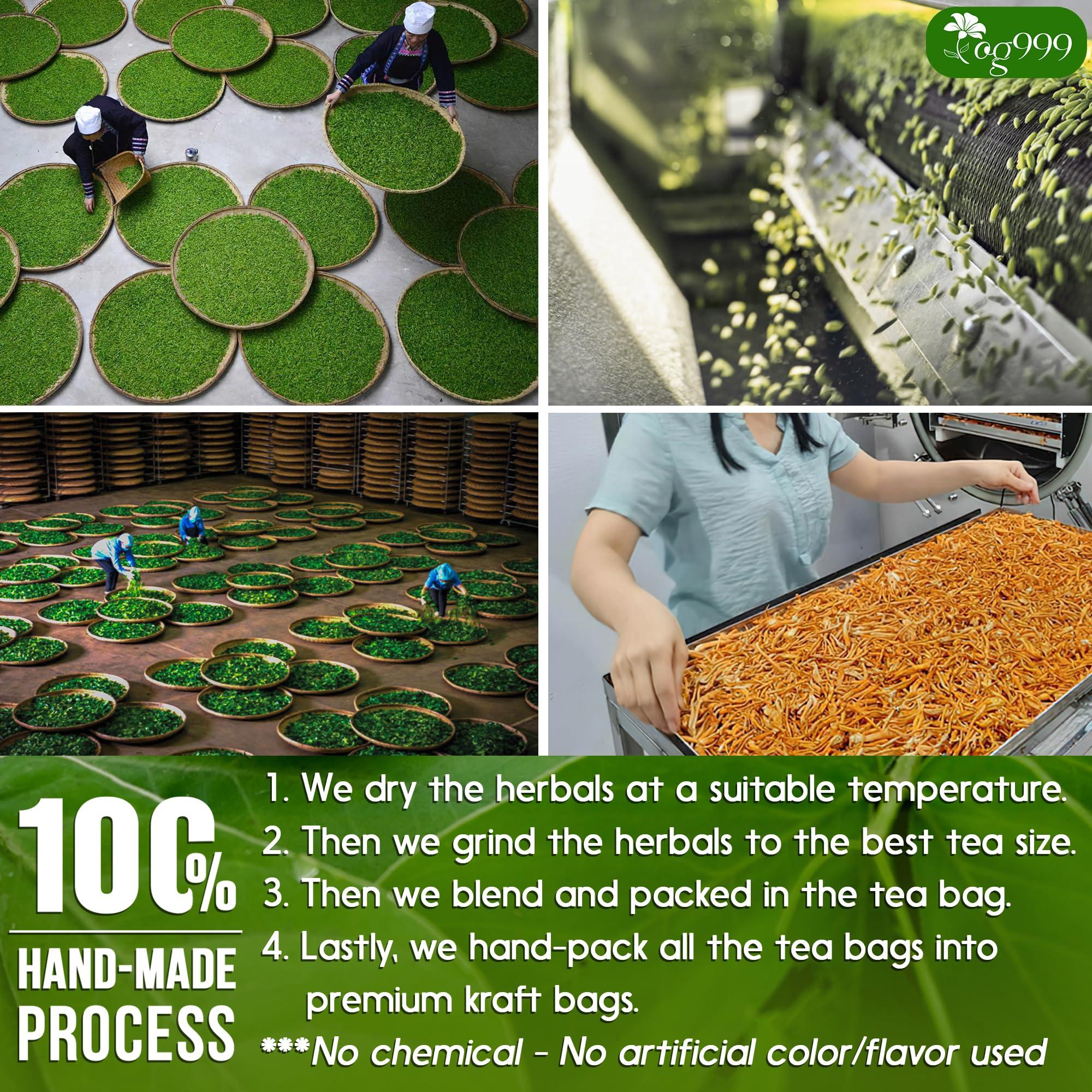 TOG999 100 Tea Bags Relieves Constipation Natural Tea, Blend of Senna Leaves - Peppermint - Licorice - Fennel, 100% Natural Ingrendients, Hand-made Herbal Tea, No Sugar, No Caffeine, No Gluten, Vegan.