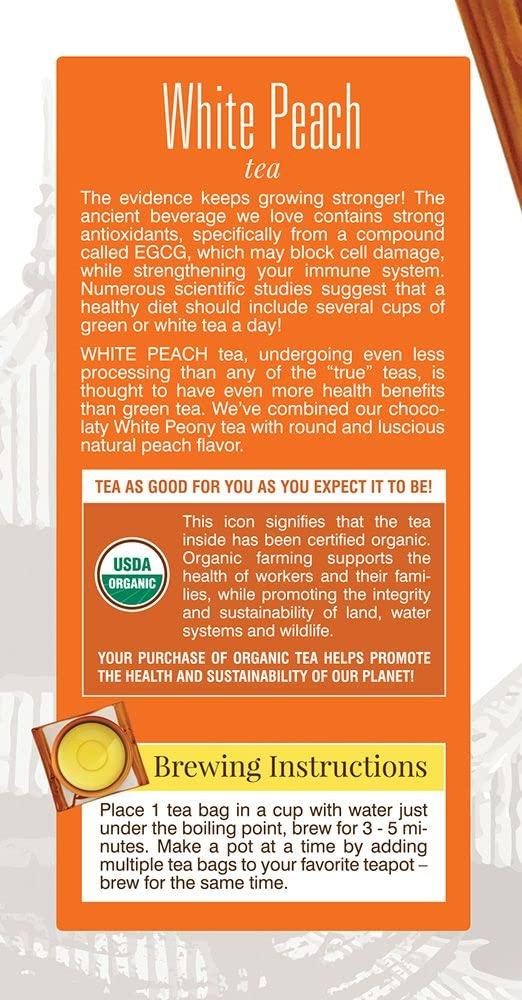 Davidson's Davidson\'s Organics, White Peach, 25-count Tea Bags, Pack of 6