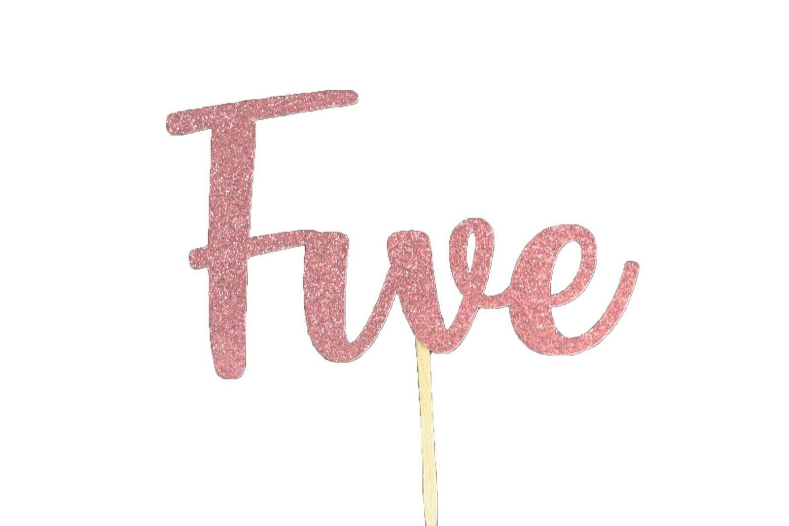 lagoet Princess Pink Glitter Birthday Number Cake nkLA Topper 5.5" X 3.5" (Five)