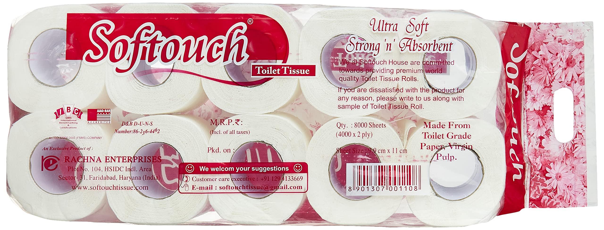 Softouch Softouch 2 Ply Toilet Paper Tissue Roll 10-in-1 set (Multicolour)