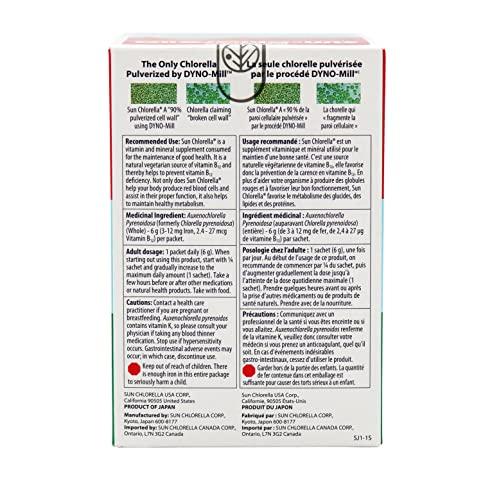 Sun Chlorella Sun Chlorella Powder Green Algae Superfood Supplement Supports Whole Body Wellness Immune Defense, Gut Health & Natural Energy Boost - Chlorophyll, B12, Protein, Non-GMO - 30 Packets