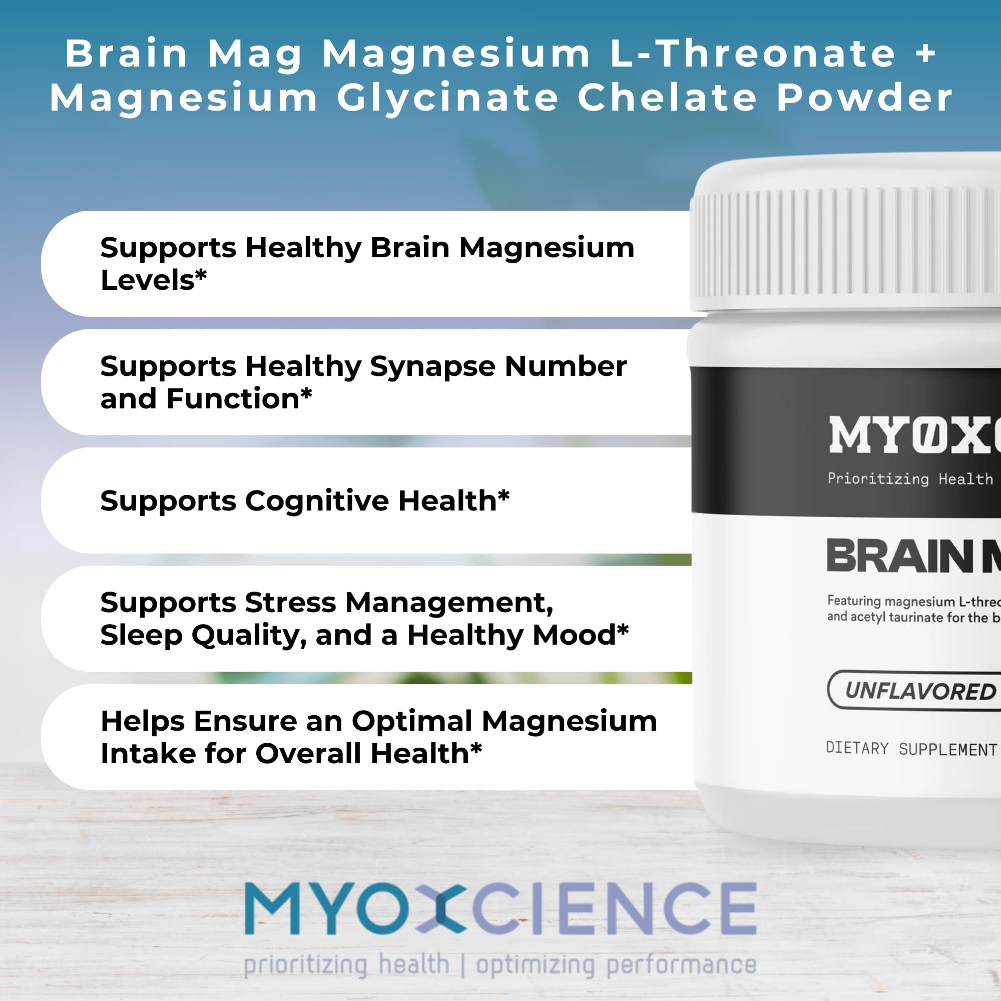 MYOXCIENCE Brain Mag Magnesium L-threonate Magtein & Magnesium glycinate Powder (Unflavored)