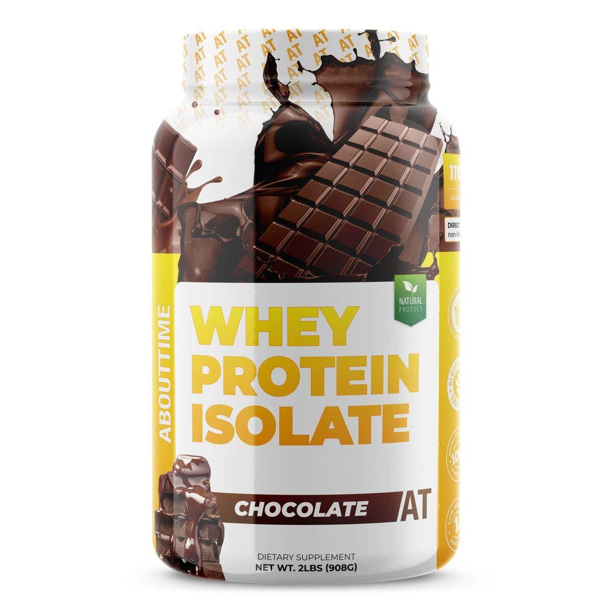 About Time About Time Whey Protein Isolate Chocolate 2lb - 25g Protein, Non-GMO, 0g Fat, 0g Sugars, No Artificial Sweeteners, 32 Servings