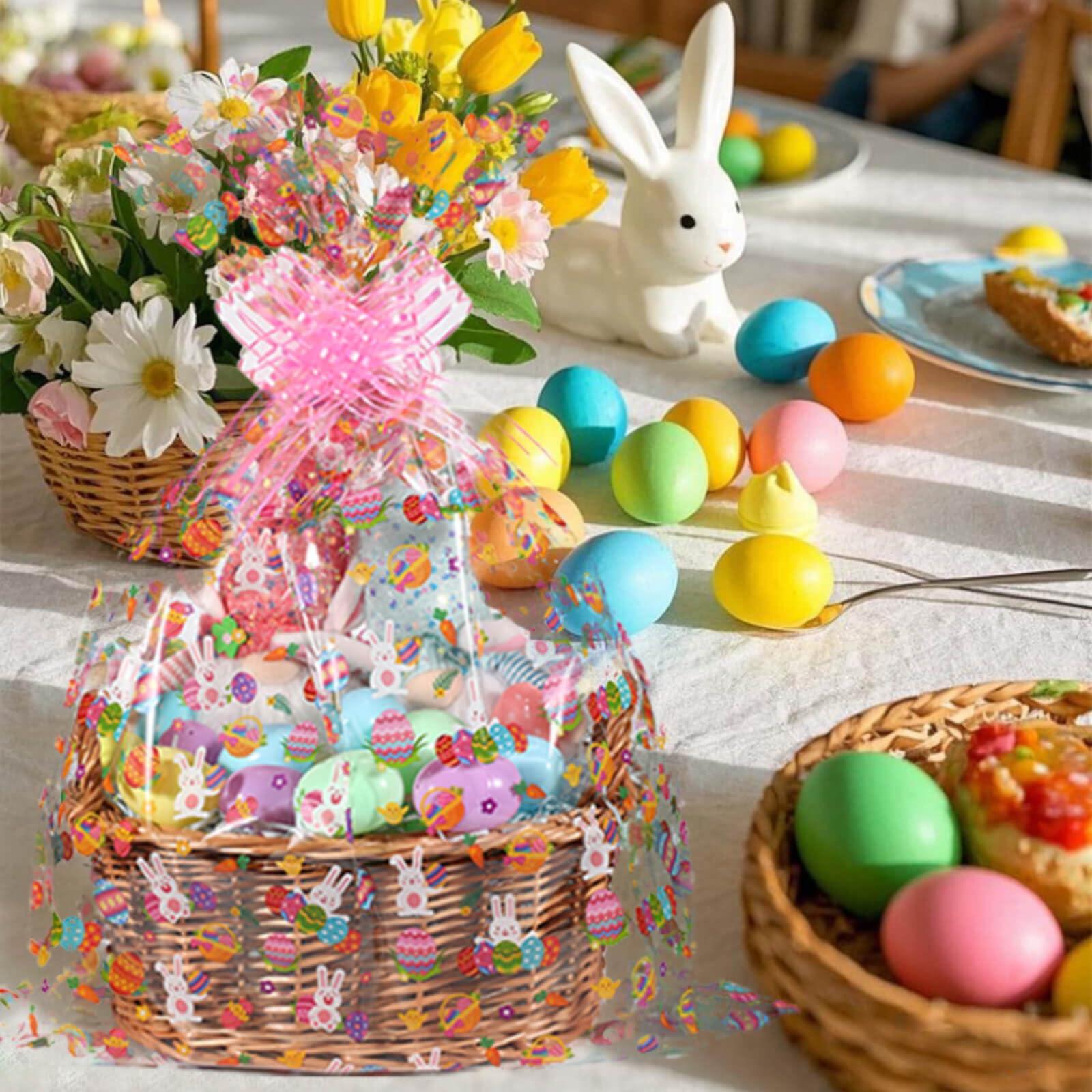 shareluck shareluck 31.5 x 50ft Easter Cellophane Wrap - Easter Cello Wrapping paper to Wrap Gift Basket, Treat-Easter Design & Eggs Cellophane. (31.5 fold into 16)