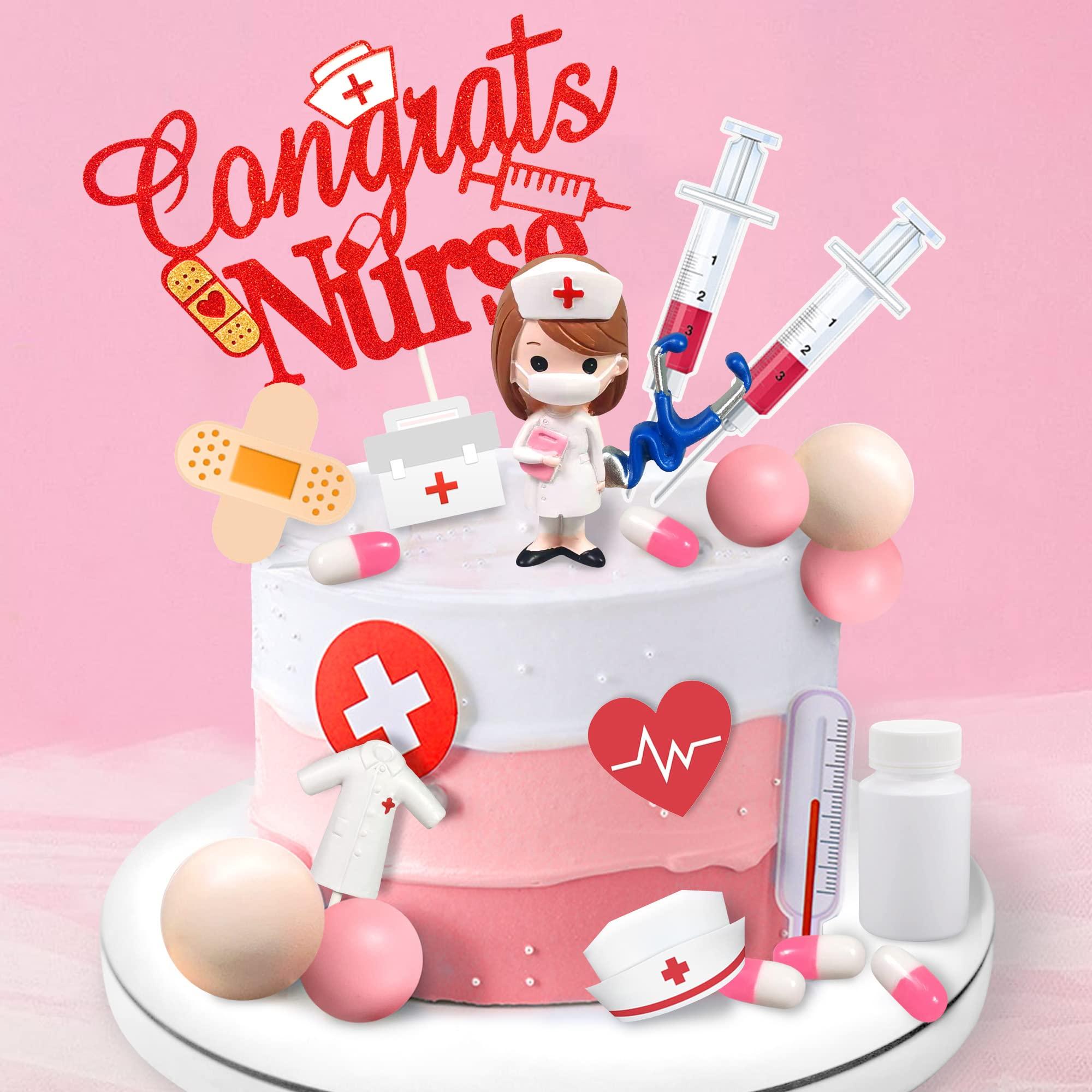 DRWATE 33 PCS Nurse Cake Toppers Nursing Cupcake Toppers Medicine Stethoscope Medical Instruments Decorations for Medical Rn Doctor Nurse Themed Party Supplies Nursing Graduation Cupcake Decorations